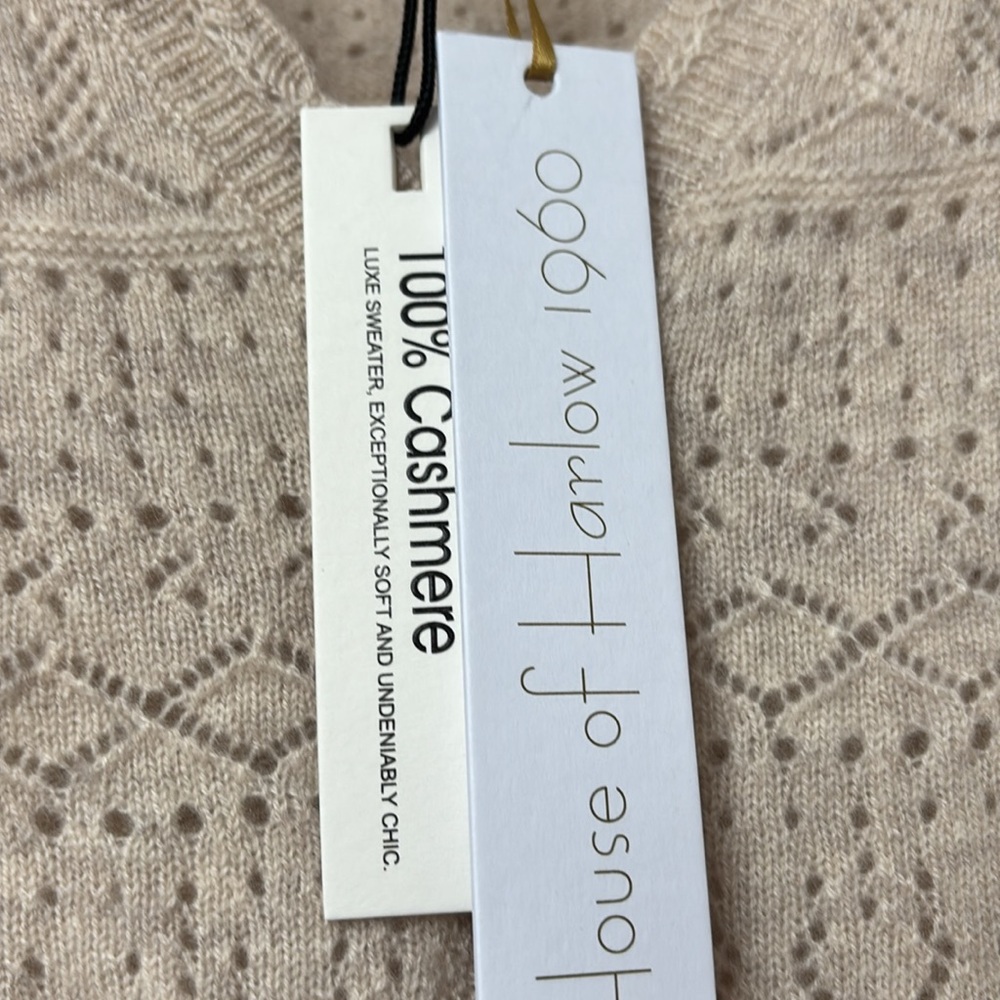 House of Harlow 1960 Cashmere Cardigan in Beige Light Cropped Size Medium NWT - Picture 4 of 10
